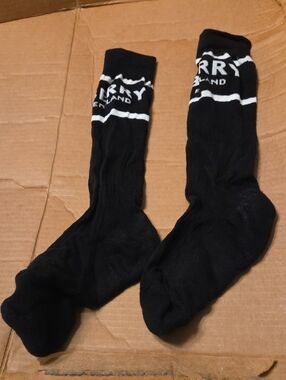 Burberry Black Crew Socks with White Logo Band